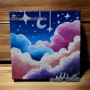 Mini Sky Painting (Y007) - Handmade Oil on Canvas